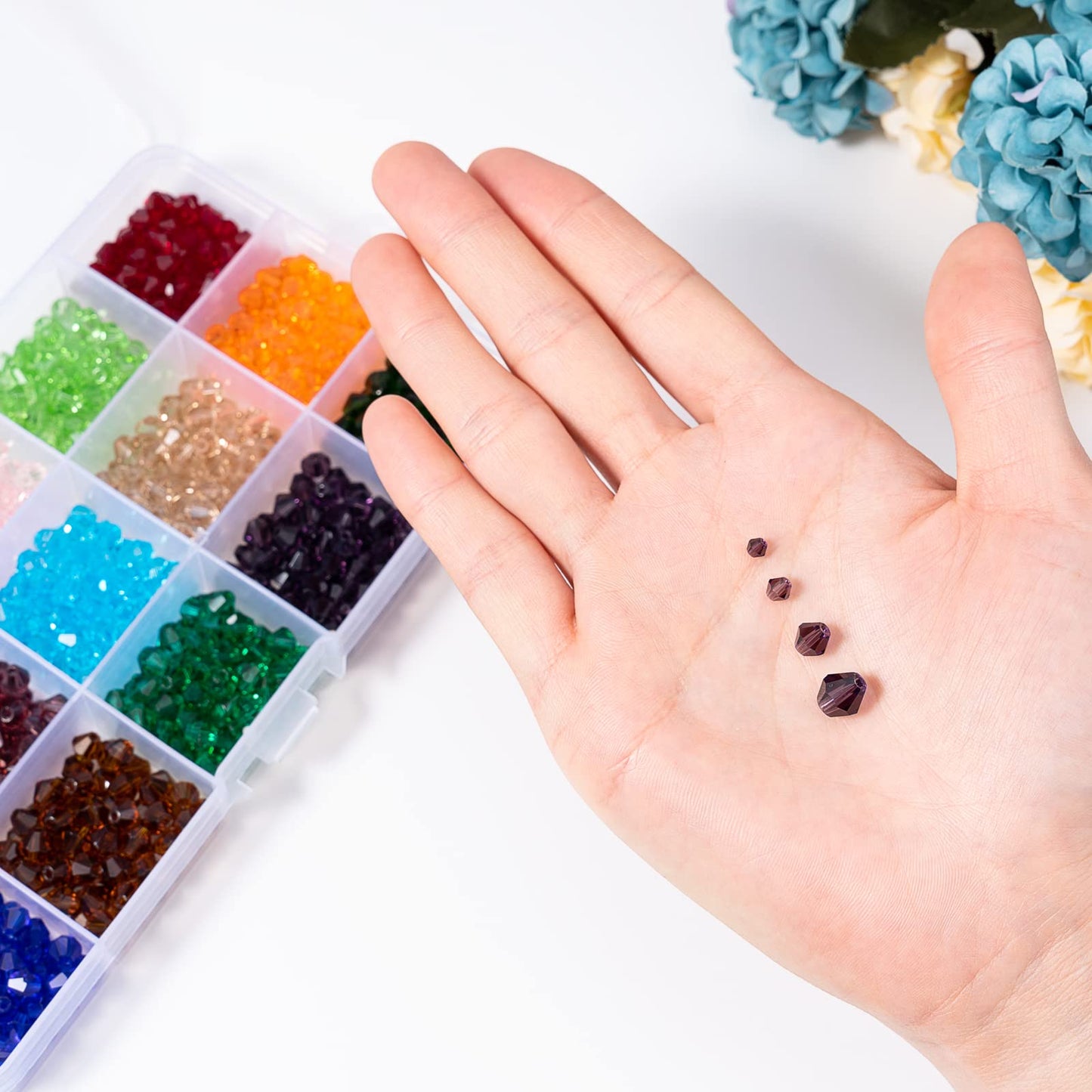 MissAudrey 450pcs Bicone Crystal Beads 8mm Bicone Glass Beads for Jewelry Making Faceted Crystal Glass Beads AB Colors for DIY Bracelets Necklaces Earrings Suncatcher Crafts