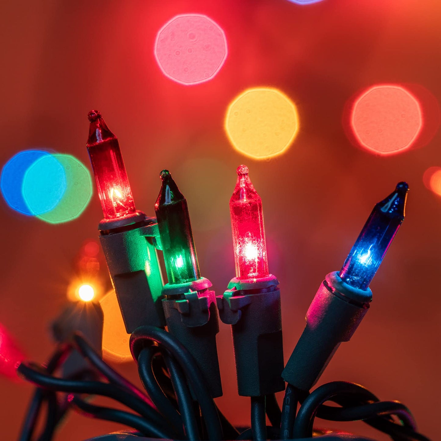 SWEET SHINE Multicolor Christmas Lights, 200 Count (2 Strands of 100), 33 ft Green Wire, UL Listed, Copper Wire & Glass Bulbs