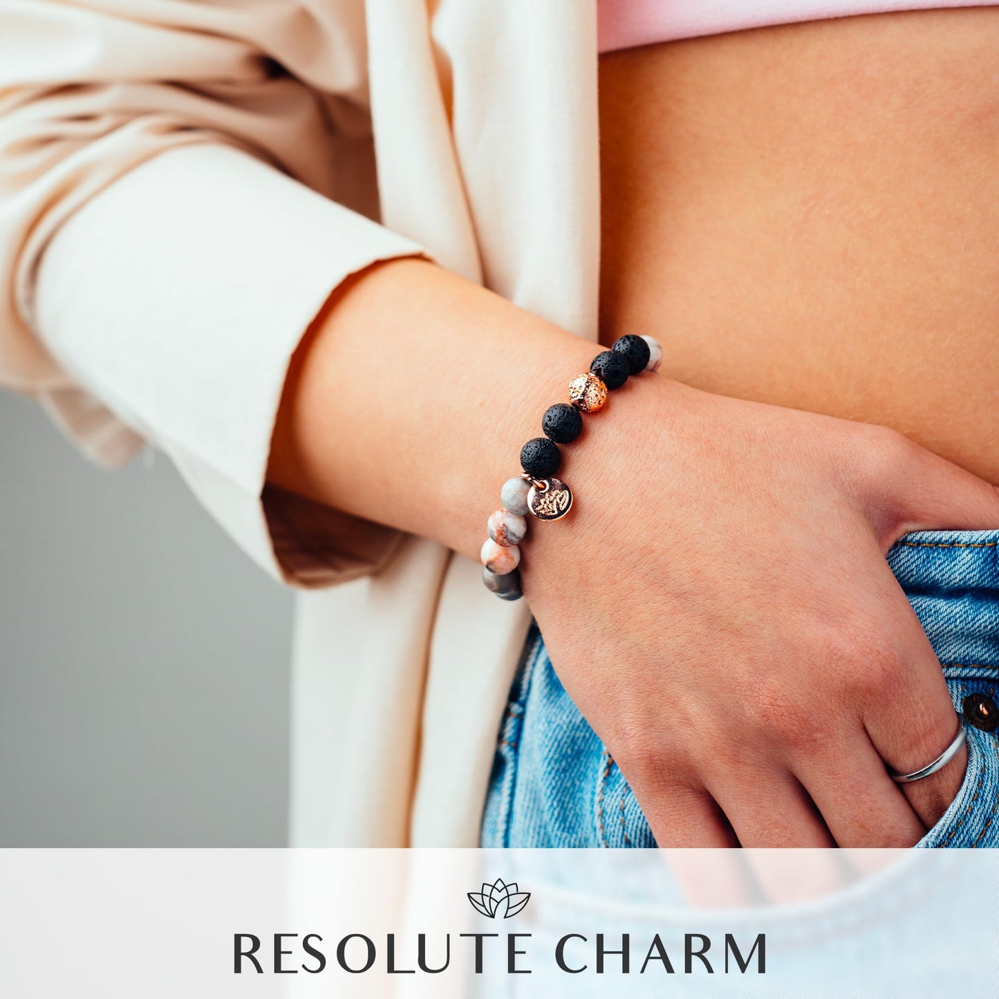 Beaded Bracelets for Women Lava Rock Essential Oil diffuser bracelet Healing Crystal Stone Bead Bracelet Birthday Gift for Mom Stress Relief Calming Energy Aromatherapy Gifts Yoga Selfcare Bracelet
