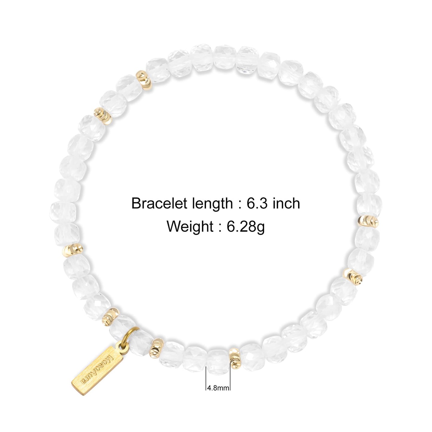 MesoAura Natural Clear Quartz Crystal Bracelet for Women & Men – Handmade Gemstone Beaded Bracelet, Crown Chakra Stone for Clarity, Focus & Positive Energy – Adjustable Crystal Jewelry Gift (Energetic Alignment Clear Quartz Bracelet)