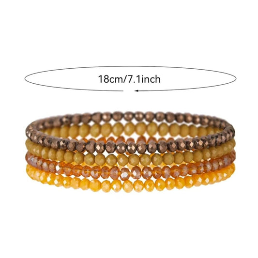 ChungLong0593 Boho Colorful Stackable Crystal Glass Beads Stretch Bracelets Multilayered Bracelets for Women Bohemian Jewelry-Green 4pcs