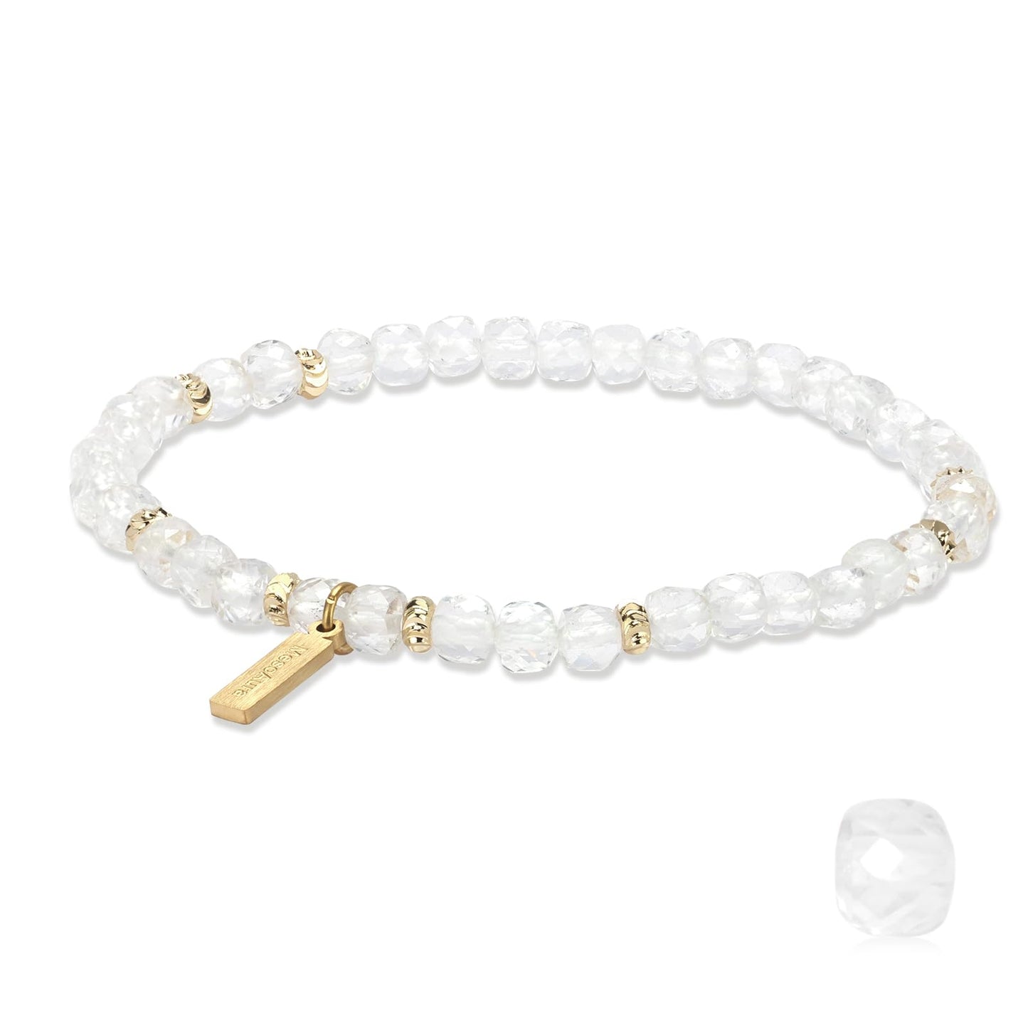 MesoAura Natural Clear Quartz Crystal Bracelet for Women & Men – Handmade Gemstone Beaded Bracelet, Crown Chakra Stone for Clarity, Focus & Positive Energy – Adjustable Crystal Jewelry Gift (Energetic Alignment Clear Quartz Bracelet)