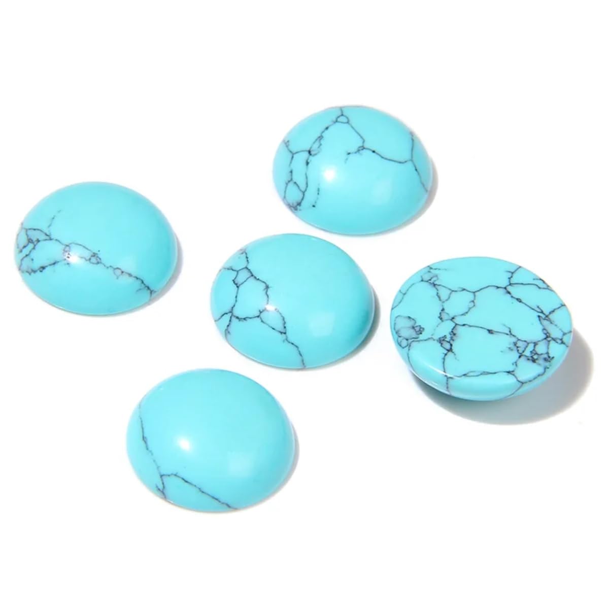 20pcs 16mm Natural Stone No Hole Turquoise Semicircle Smooth Cabochons Beads Healing Chakra Crystal Stone Bead for Jewelry Making Rings Earrings Necklace Bracelet DIY Crafts