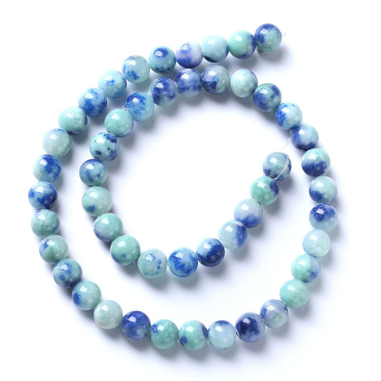 8MM 46PCS Peacock Blue Persian Jade Spacer Loose Beads for Jewelry Making DIY Bracelet Necklace