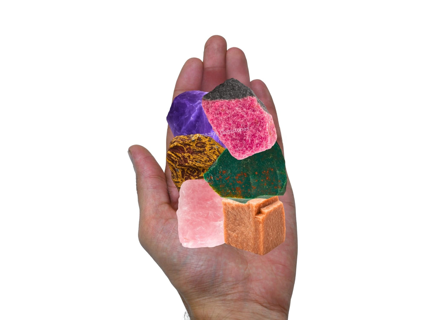 Amazing Gemstone Crystals for Pleasant Period Menstrual Cycle Menses, Set of 6 Blood Stone, Rose Quartz, Peach Moonstone, Mariyam Jasper and Rhodonite Healing Crystals and Stones