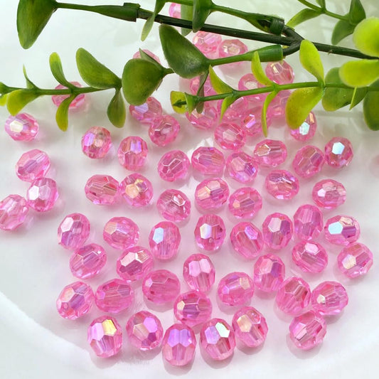 Jmassyang 200 Pieces 10mm Glossy Acrylic Faceted Beads AB Color Crystal Round Plastic Spacer Crafts Bead for DIY Necklaces Bracelets Earrings Jewelry Making Bead Curtains Home Decoration(Dark Pink AB)
