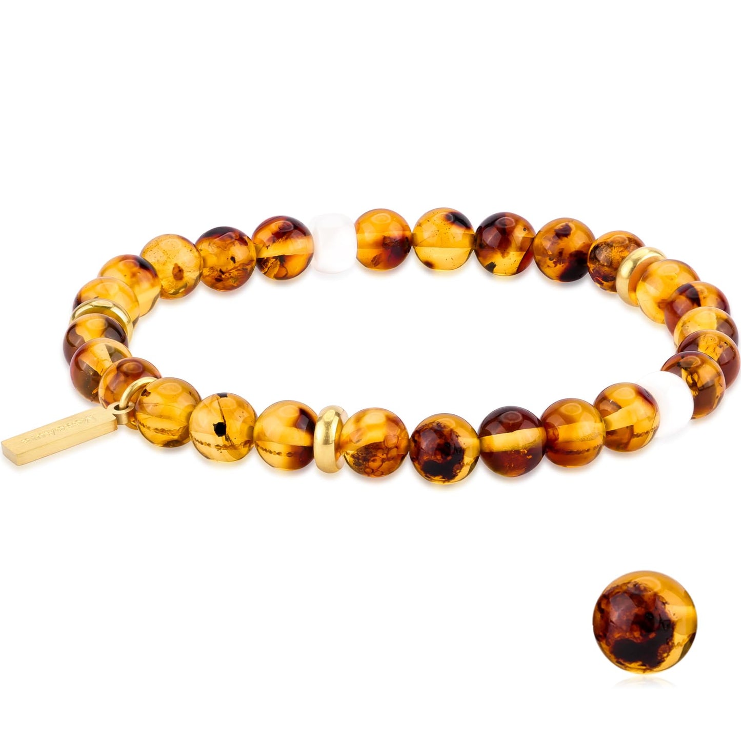 MesoAura Natural Garnet Bracelet – handmade Crystal Healing Jewelry for Women & Men – Root Chakra Balance, Vitality & Courage Energy Stone – Zodiac Capricorn Aquarius – Spiritual Gemstone Beaded Bracelet (Sacral Chakra – Amber Serenade bracelet)
