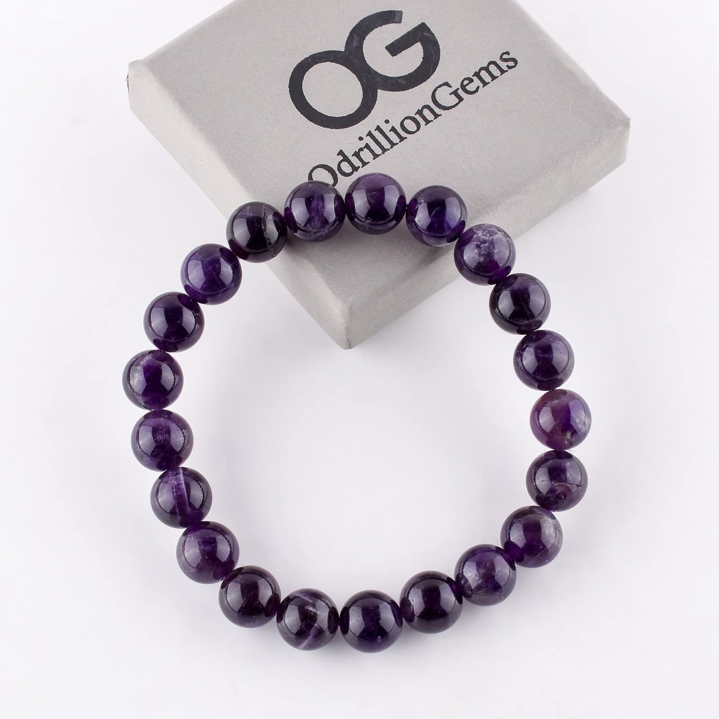 Purification Bracelet Handmade Natural Amethyst Gemstone Bracelet - Chakra Healing Crystals Stretchable Unisex Bracelet - February Birthstone - Genuine Stone Beaded Round Beads 10mm - Yoga - Bracelet