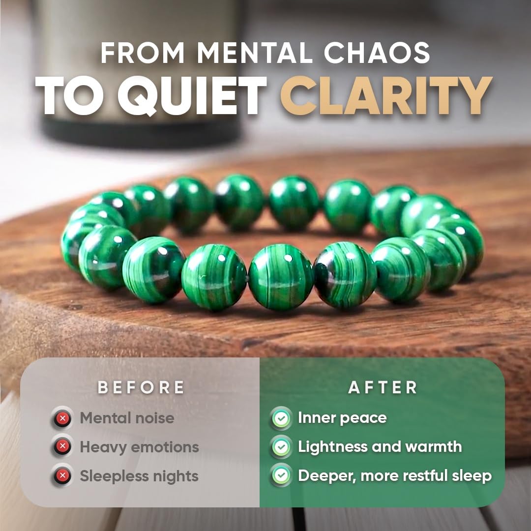 Conscious Items The Anxiety Bracelet for Women & Men, Green Malachite Bracelet for Inner Calm & Emotional Balance, Calming Bracelets for Anxiety with Malachite Crystals