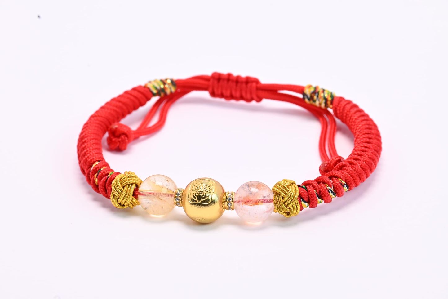 FAIRY CONCEPT Natural Strawberry Quartz & Rose Quartz Red Rope Bracelet for Women - Handmade Healing Crystal Jewelry with Lucky Gold Beads, Heart Chakra Energy Gift