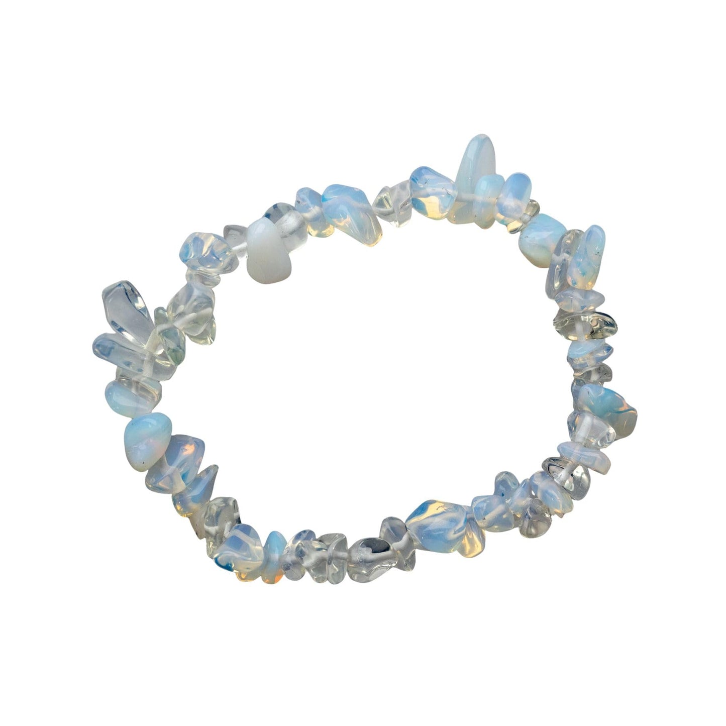 Natural Gemstone Bracelets, Chakra Crystal Healing Chip Stretch Bracelets, Gemstone Polished Irregular Crystals, Crystal Irregular Chips Beads Stretch Bracelets (Opalite)