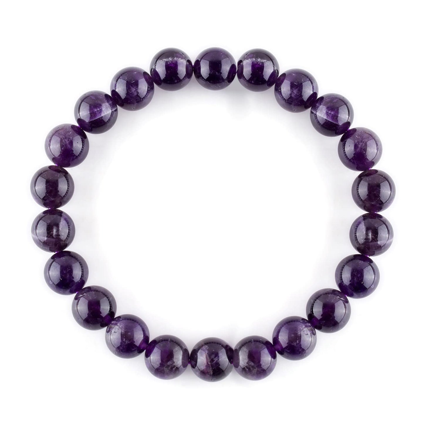Purification Bracelet Handmade Natural Amethyst Gemstone Bracelet - Chakra Healing Crystals Stretchable Unisex Bracelet - February Birthstone - Genuine Stone Beaded Round Beads 10mm - Yoga - Bracelet