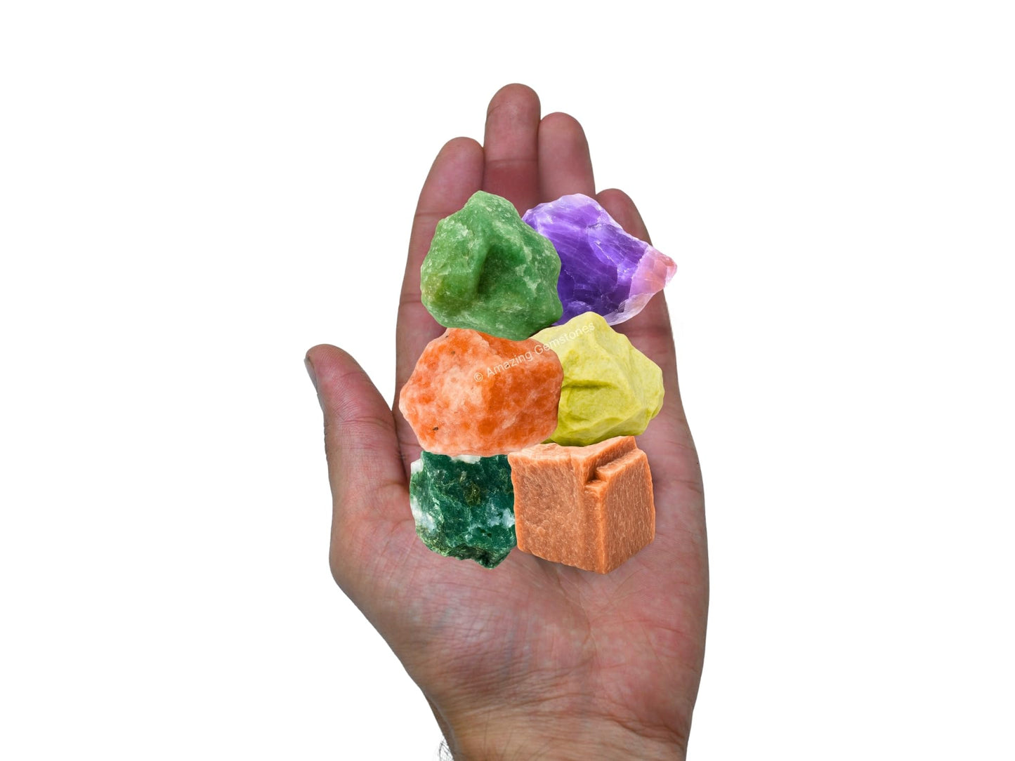 Amazing Gemstone Crystals for Retirement, Set of 6 Amethyst, Green Aventurine, Sunstone, Serpentine, Moss Agate and Peach Moonstone Healing Crystals and Stones