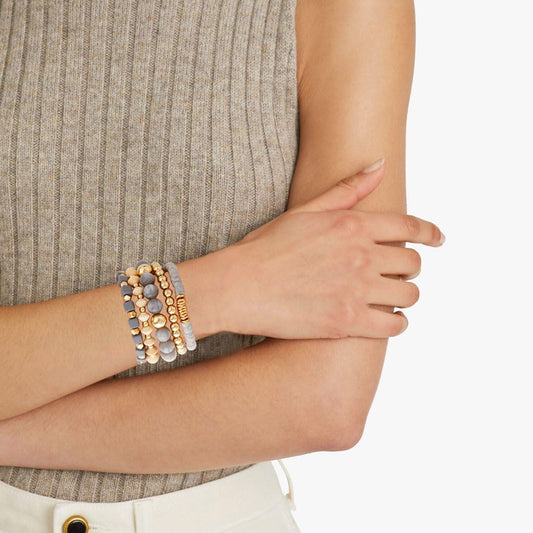 Aigrnc Boho Beaded Stretch Bracelets For Women Stackable Crystal Gold Plated Beaded Bracelets Set Trendy Handmade Friendship Braeclet Jewelry Gifts(F-Wooden bead set)