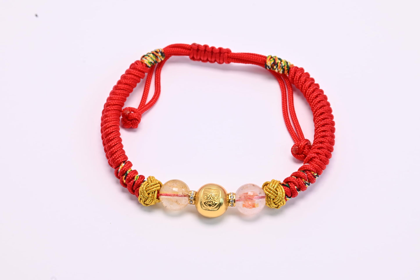 FAIRY CONCEPT Natural Strawberry Quartz & Rose Quartz Red Rope Bracelet for Women - Handmade Healing Crystal Jewelry with Lucky Gold Beads, Heart Chakra Energy Gift