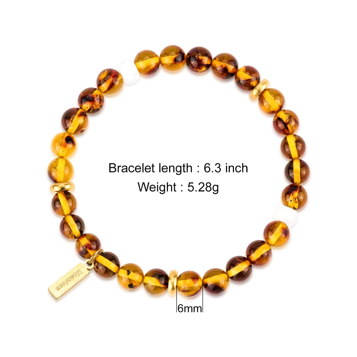 MesoAura Natural Garnet Bracelet – handmade Crystal Healing Jewelry for Women & Men – Root Chakra Balance, Vitality & Courage Energy Stone – Zodiac Capricorn Aquarius – Spiritual Gemstone Beaded Bracelet (Sacral Chakra – Amber Serenade bracelet)