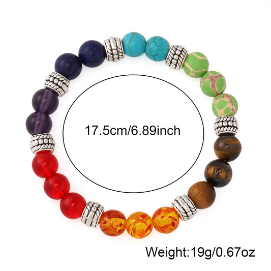 Bohxantium 7 Chakra Bracelet Reiki Healing Crystal Stone Bracelets for Women Natural Stone Beaded Anxiety Relief Spiritual Energy Yoga Stackable Jewelry for Women Men Meditation Relax Friendship Gift