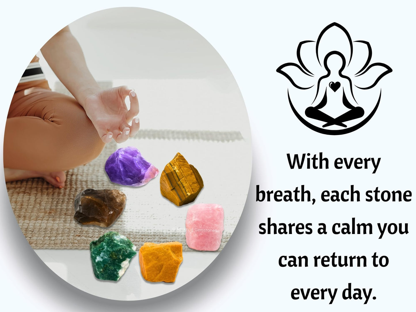 Amazing Gemstone Crystals to Help Quit Smoking Manifestation, Set of 6 Amethyst, Tiger Eye, Yellow Jasper, Rose Quartz, Smoky Quartz and Moss Agate Healing Crystals and Stones