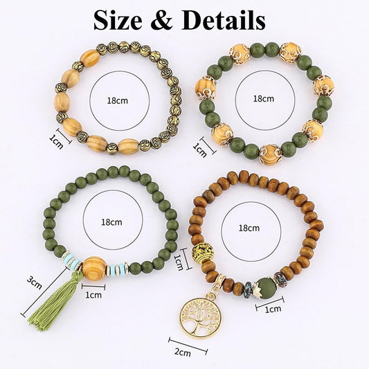 Vesitim Stackable Stretch Bracelets for Women Tree of Life Bead Bracelet Blue Boho Jewelry