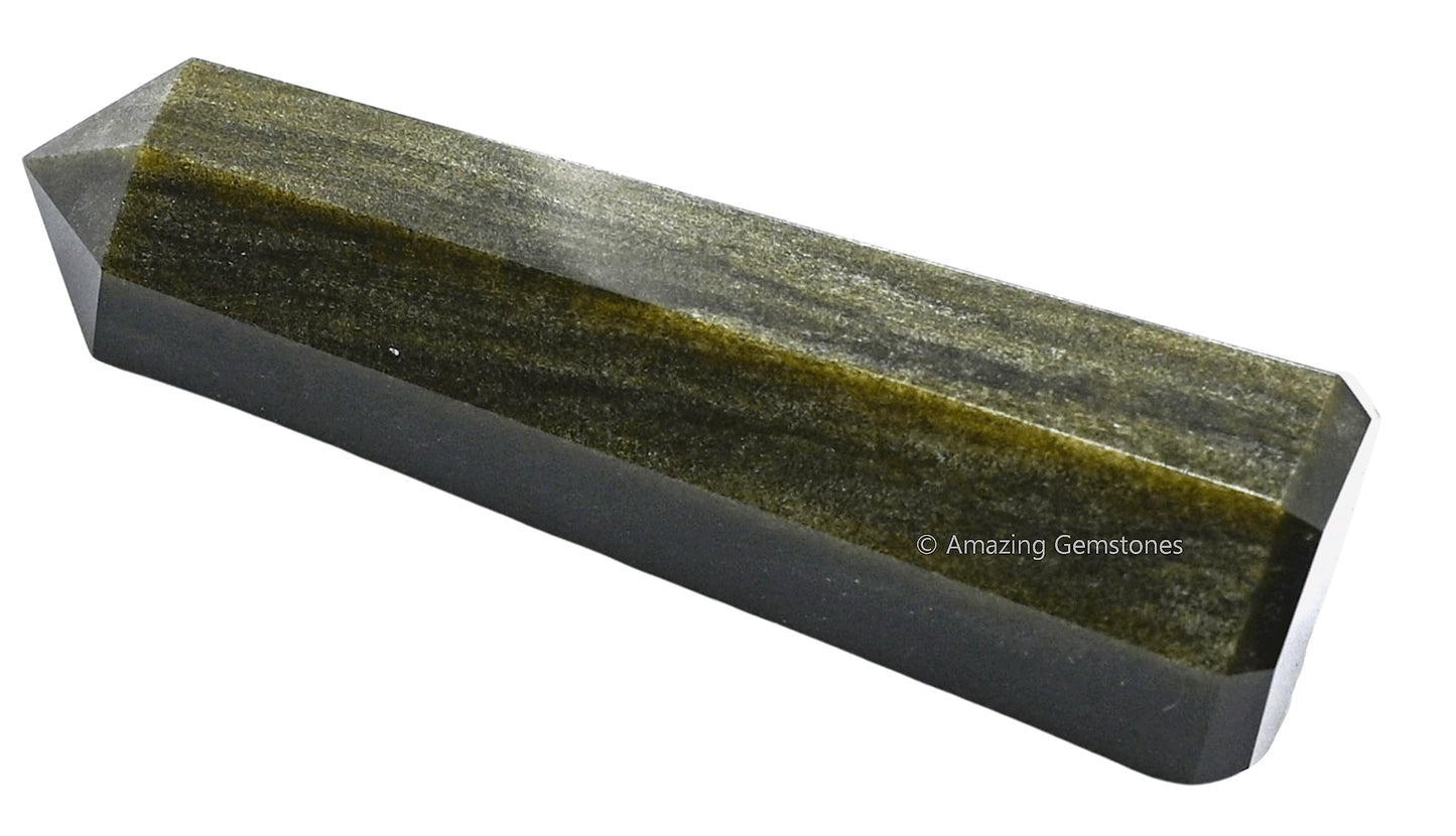 Amazing Gemstone Golden Sheen Obsidian Crystal Towers - Natural Healing Crystal Point Obelisk for Reiki Healing and Crystal Grid (3" to 4" INCH)