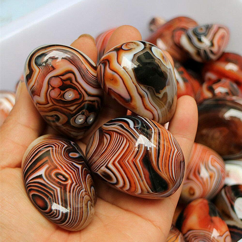 0.5 Pound Healing Stones Banded Lace Agate Worry Crystal Irregular Reiki Palm Stone tumbing Pattern River Jasper Madagascar Collection Gifts Decor