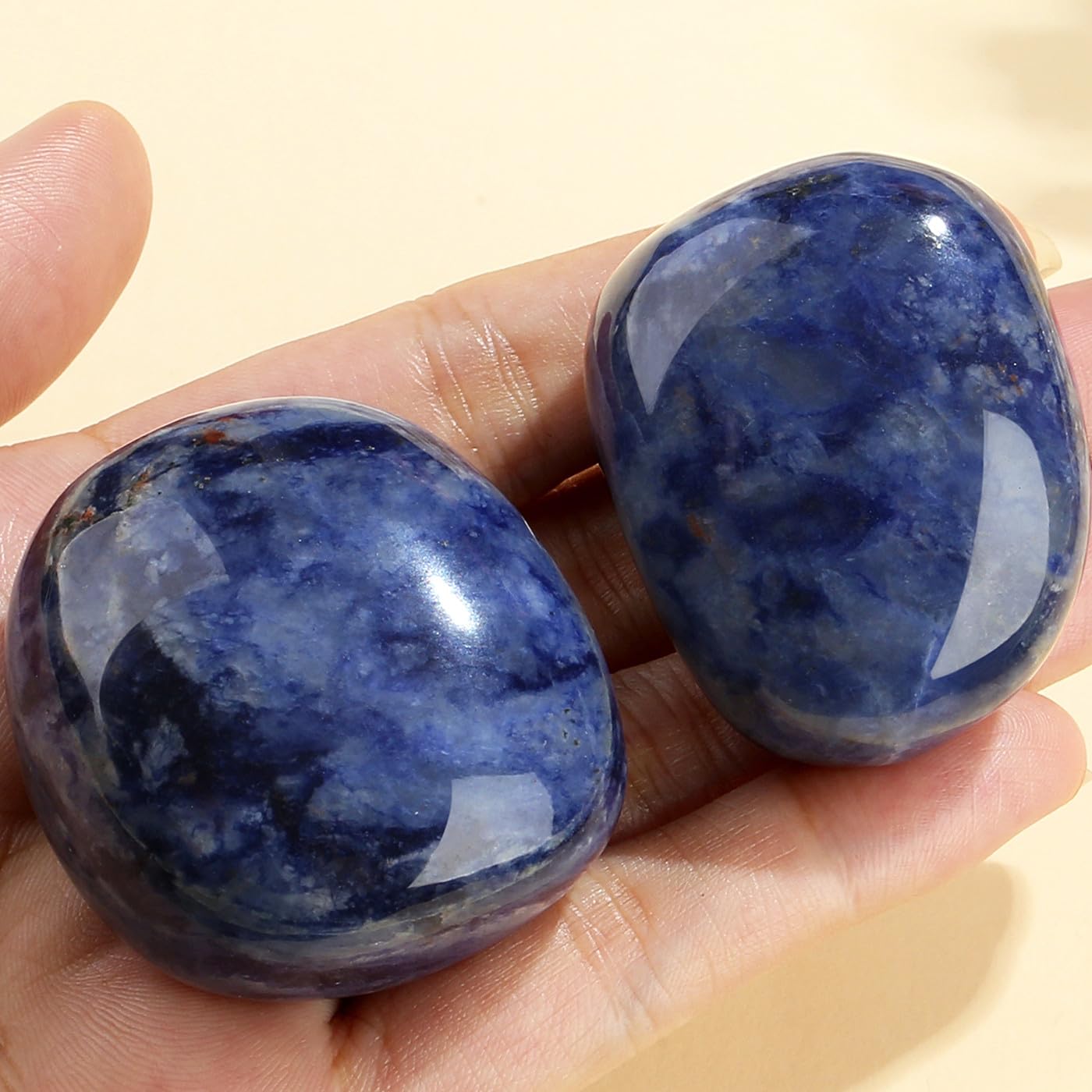 MAIBAOTA 1.6-2.0" Blue Sodalite Crystal Large Sodalite Stone Reiki Blue Crystal Natural Tumbled Blue Polished Stones for Energy Witchcraft Therapy Meditation DIY Crystals for Protection