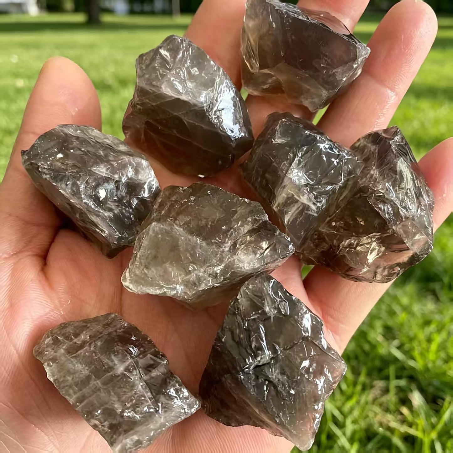 0.45lb Natural Smoky Quartz Raw Crystals 1.2-2″Rough Stones Healing Crystal for Reiki Healing, Chakra Balancing, Tumbling, Wire Wrapping, Home Decor