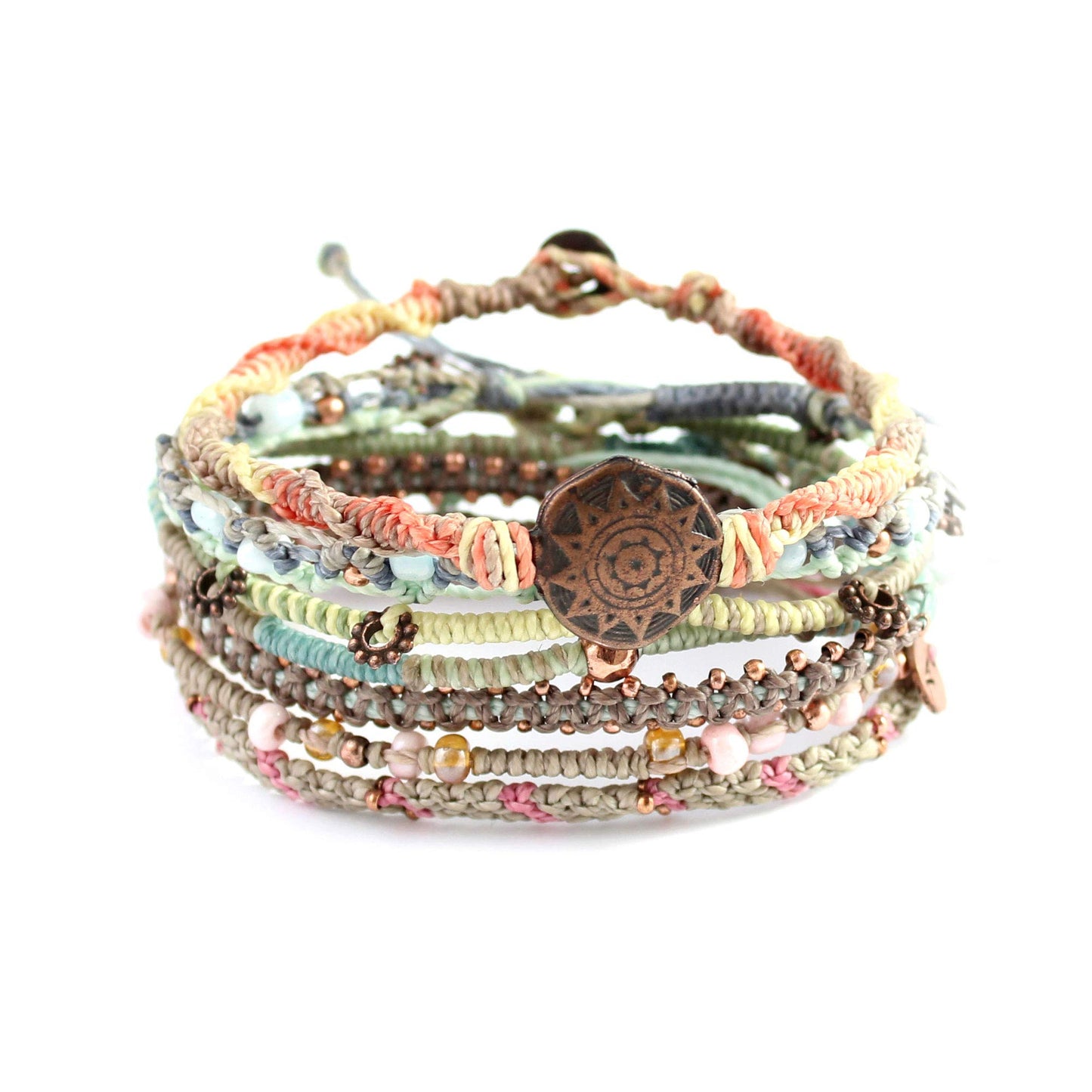 Wakami Boho Earth Charm Bracelets | Braided Beaded Stackable Waterproof Women's Jewelry | Fair Trade Handmade & Valentine's Gifts for Women and Men