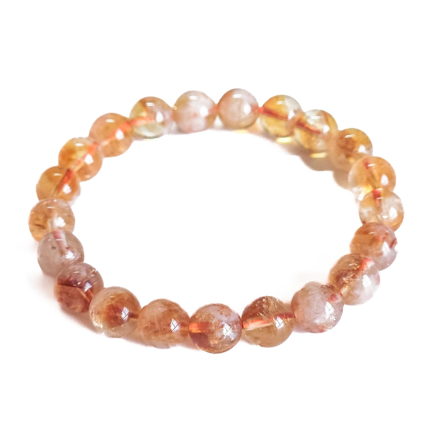 Silan's Yellow Phantom Quartz Bracelet for Women, Natural Crystal Stretch Elastic Adjustable Bracelet with Lucky Card, Gift for Her (9-10mm)