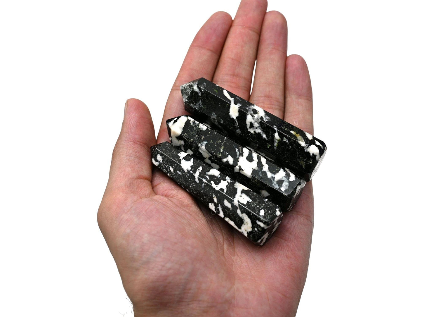 Amazing Gemstone Black and White Tourmaline Crystal Towers ~ Natural Healing Crystal Point Obelisk for Reiki Healing and Crystal Grid (3" to 4" INCH)