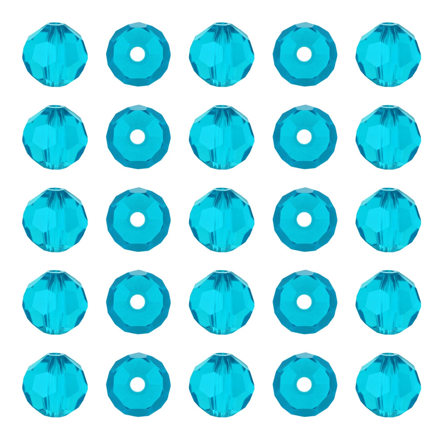 Mandala Crafts 8mm Turquoise Round Crystal Glass Beads, 250 Faceted Beads for Adult Jewelry Design, Fashion Accessories, and Decorative Applications