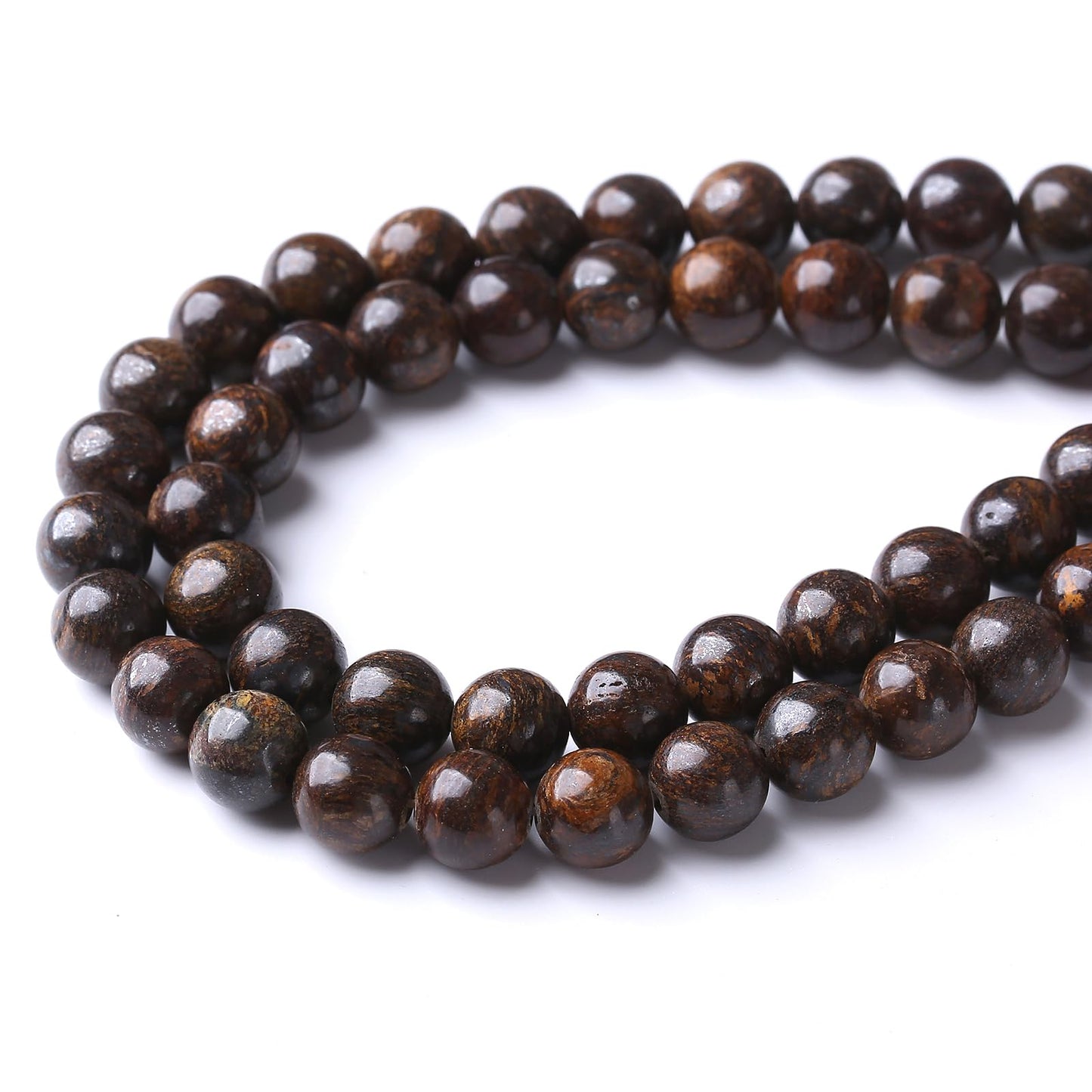 45PCS 8MM Natural Bronze Stone Beads Round Loose Stone Beads for Jewelry Making DIY Energy Stone Healing Power Bracelet 15"