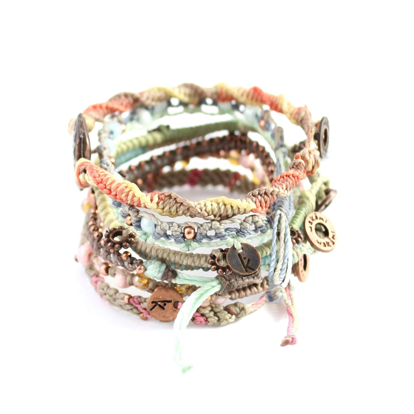 Wakami Boho Earth Charm Bracelets | Braided Beaded Stackable Waterproof Women's Jewelry | Fair Trade Handmade & Valentine's Gifts for Women and Men