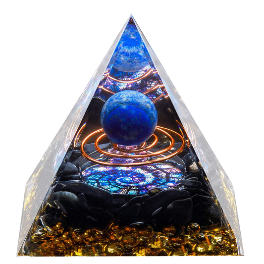 Orgone Crystal Pyramid, Lapis Lazuli Healing Crystal,Orgonite Protection Crystals Energy Generator for Attract Wealth Success and Prosperity