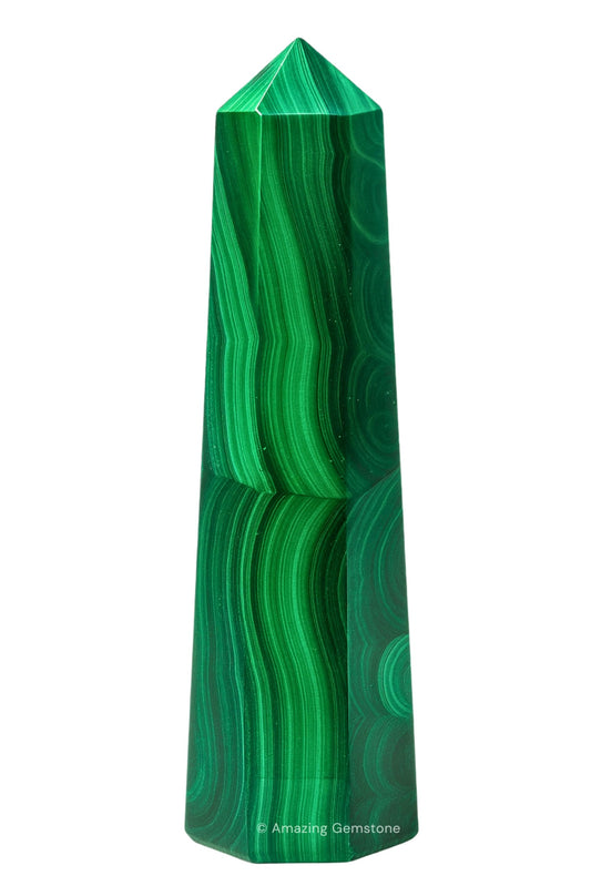 Amazing Gemstone Malachite Crystal Towers ~ Natural Healing Crystal Point Obelisk for Reiki Healing and Crystal Grid (3" to 4" INCH)