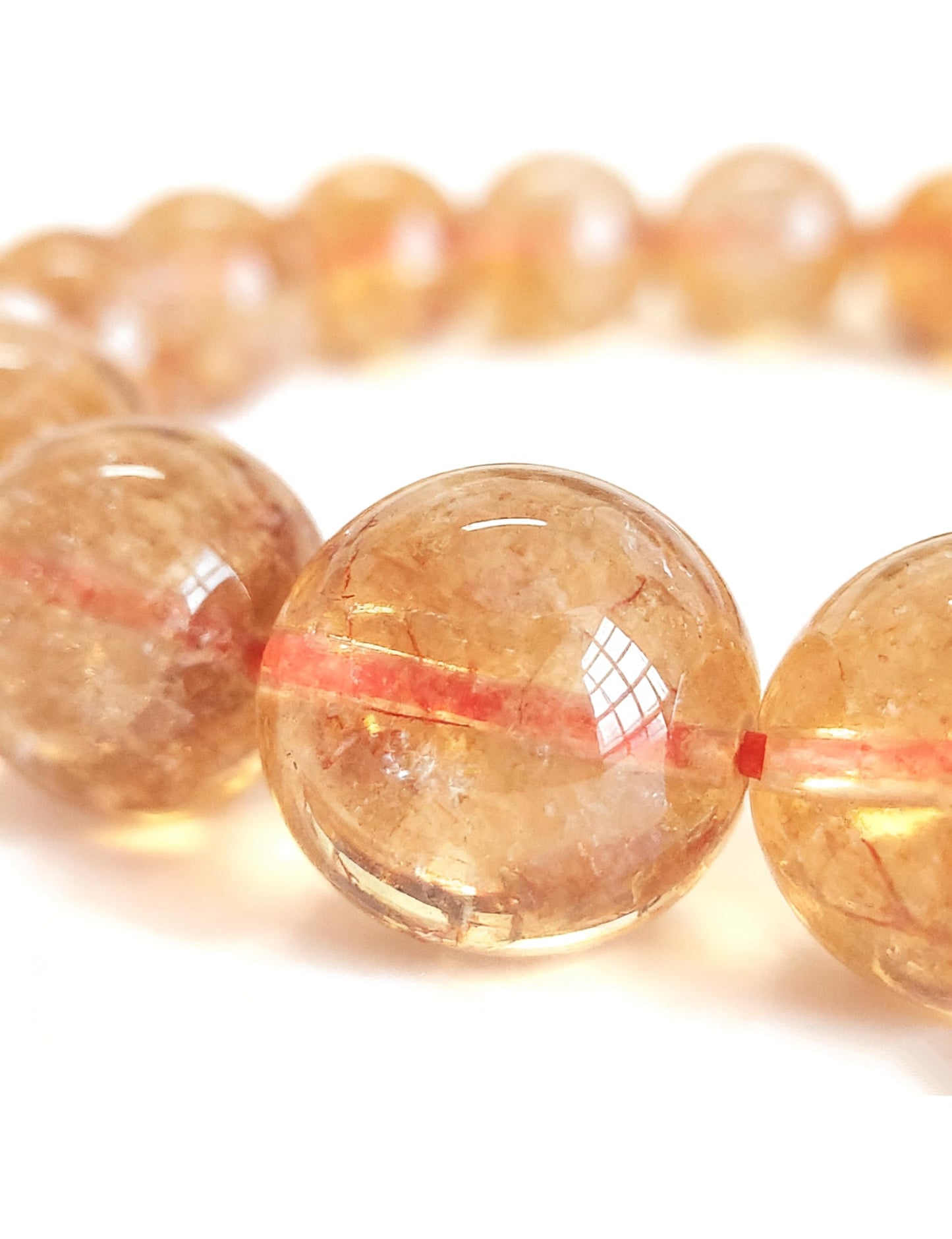 Silan's Yellow Phantom Quartz Bracelet for Women, Natural Crystal Stretch Elastic Adjustable Bracelet with Lucky Card, Gift for Her (9-10mm)