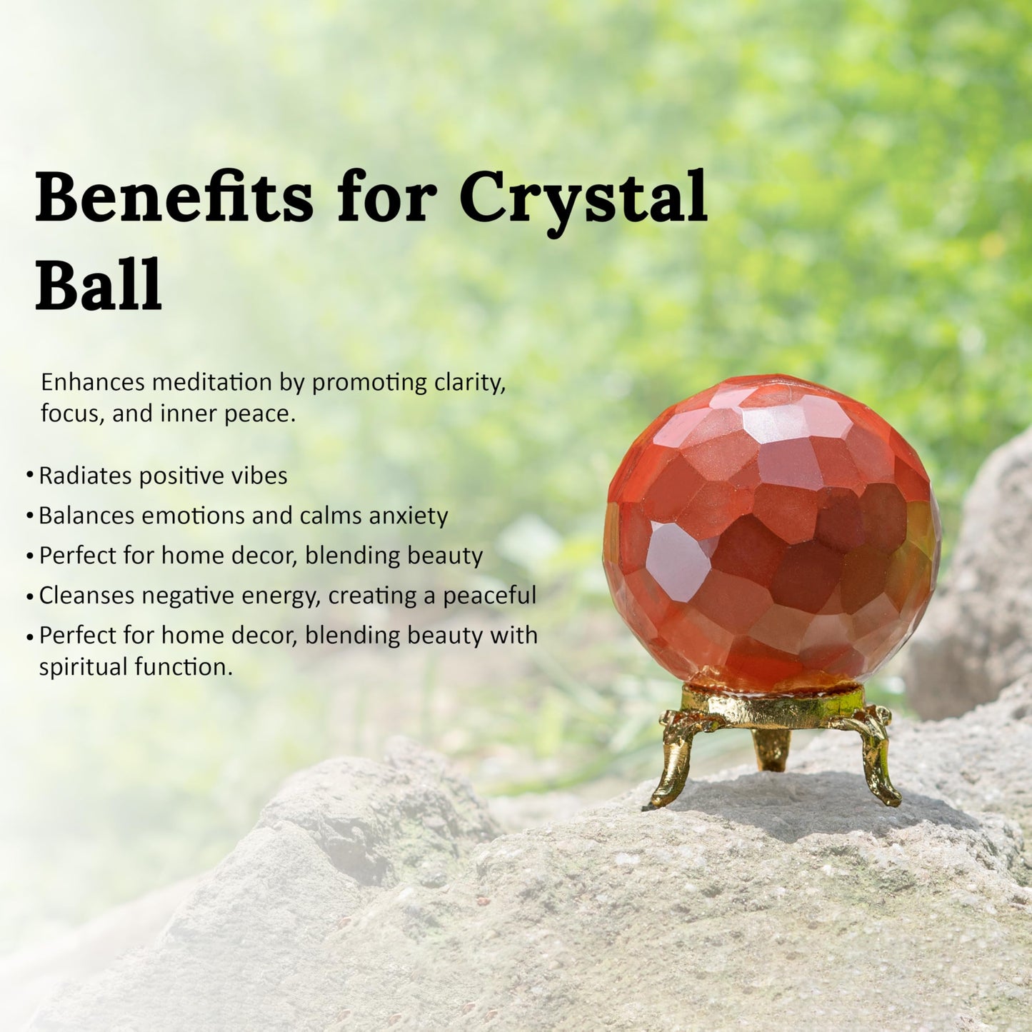 Crocon 50mm Red Jasper Diamond Cut Stone Sphere Ball with Metal Stand 1400+ Carats Gemstone Ball Healing Ornament Rock Sphere Sculpture Figurine for Fengshui Divination Crystal Home Decor Photography
