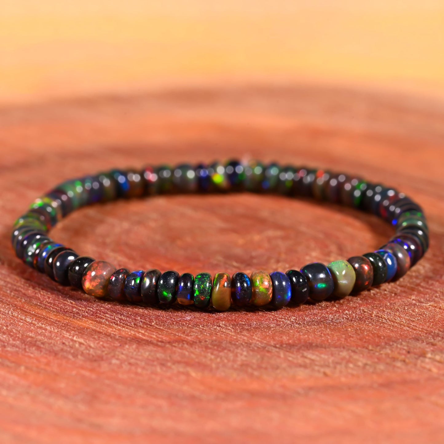 GEMS OF BAY Opal Bracelet (9 Inches, Black)