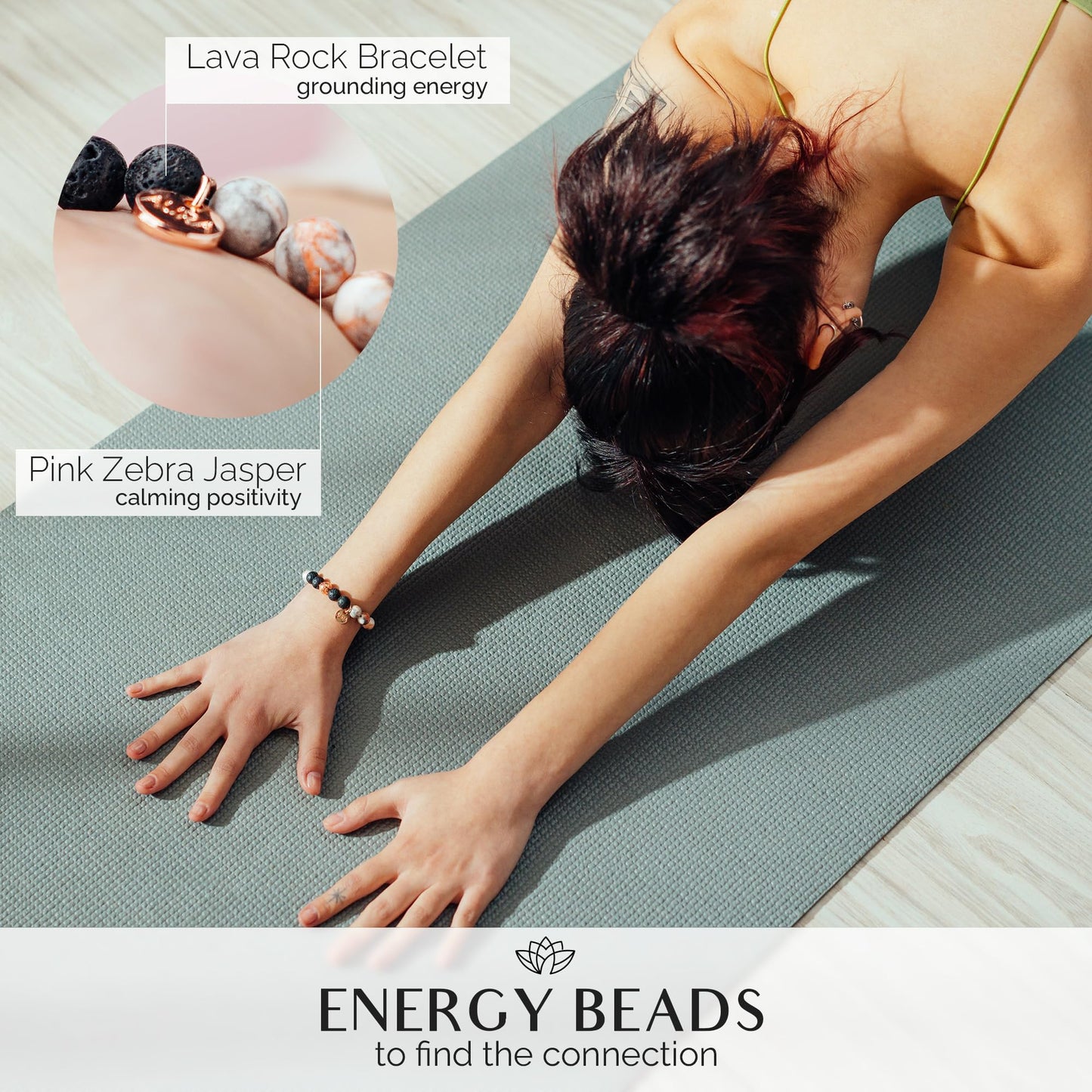 Beaded Bracelets for Women Lava Rock Essential Oil diffuser bracelet Healing Crystal Stone Bead Bracelet Birthday Gift for Mom Stress Relief Calming Energy Aromatherapy Gifts Yoga Selfcare Bracelet