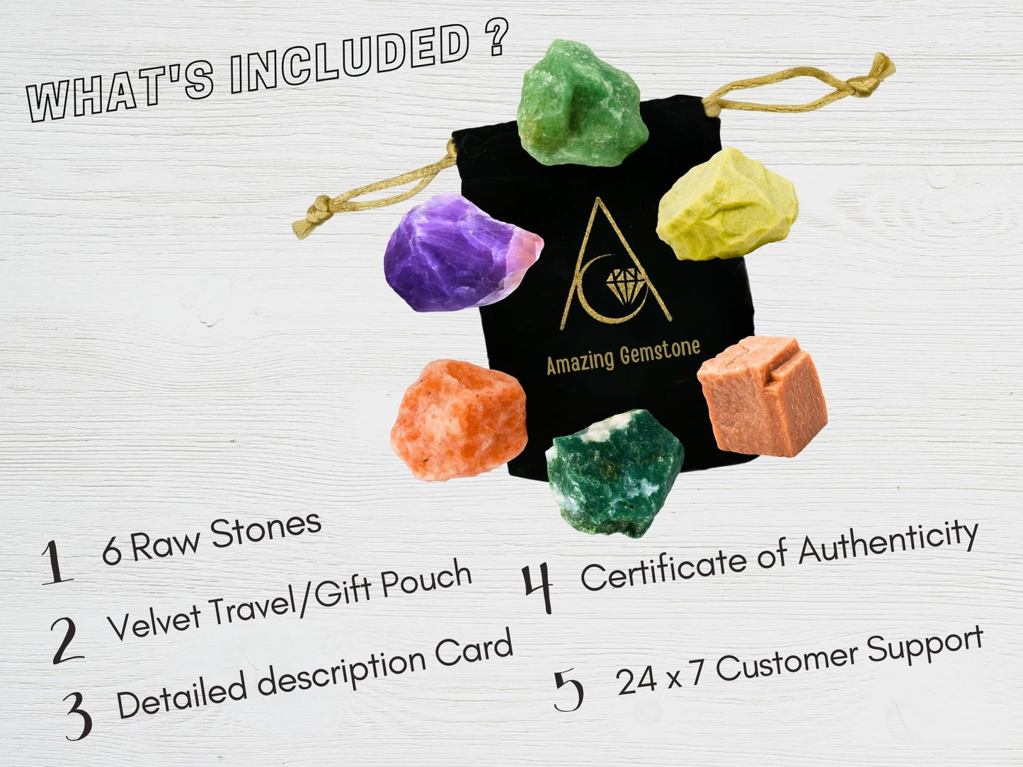 Amazing Gemstone Crystals for Retirement, Set of 6 Amethyst, Green Aventurine, Sunstone, Serpentine, Moss Agate and Peach Moonstone Healing Crystals and Stones