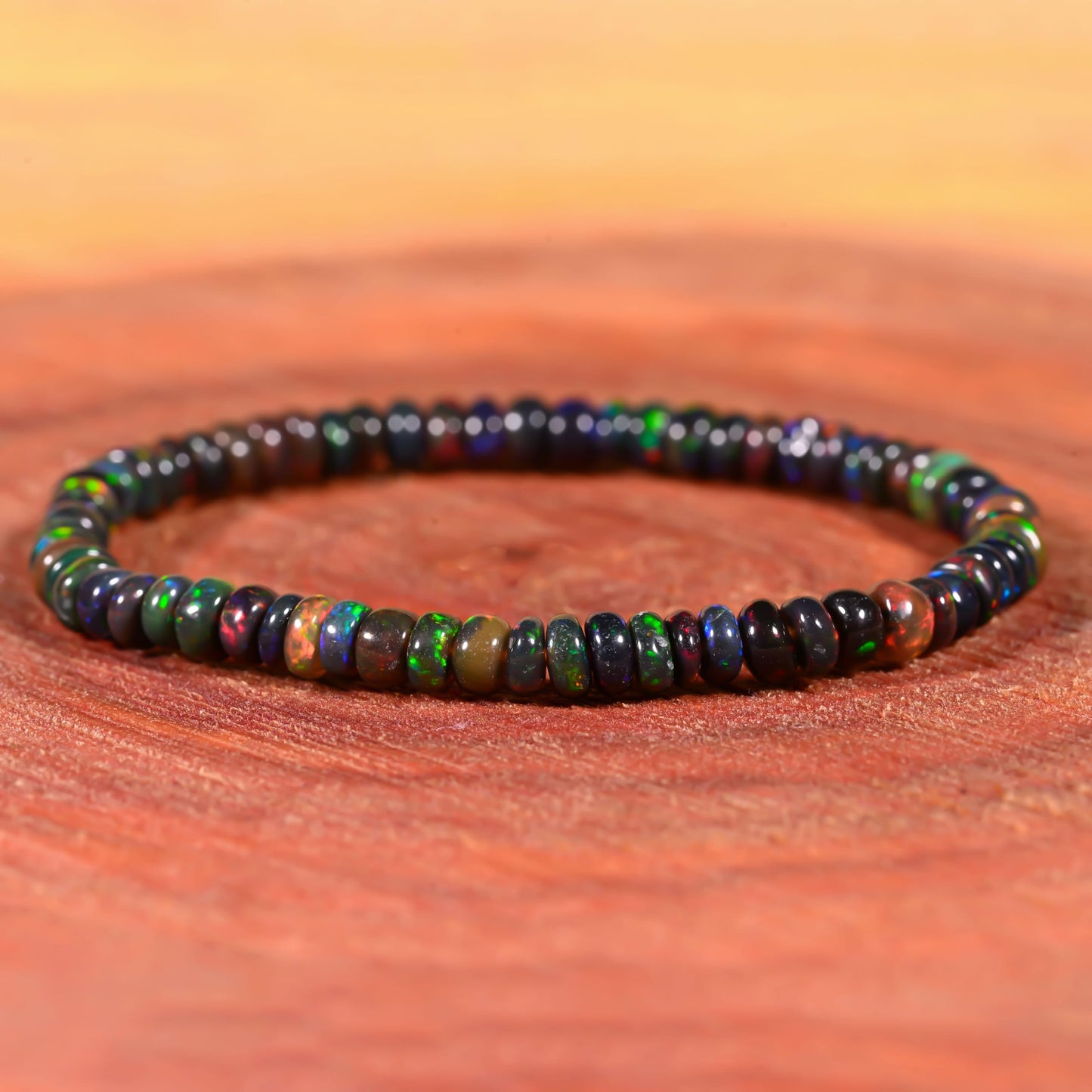 GEMS OF BAY Opal Bracelet (9 Inches, Black)