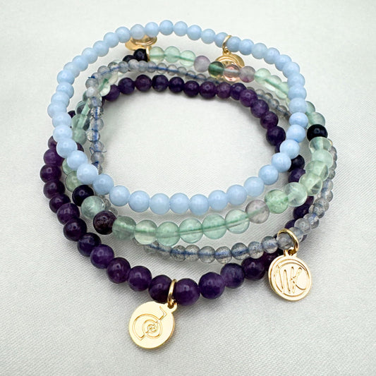 Wendy Kleiner Crystal Bracelet and Crystal Bracelet Stack – Healing Stone Beads – Small Size Beads - Spiritual Energy Jewelry – Elastic, Unisex, Gift-Ready (Healing Crystal Bracelet)