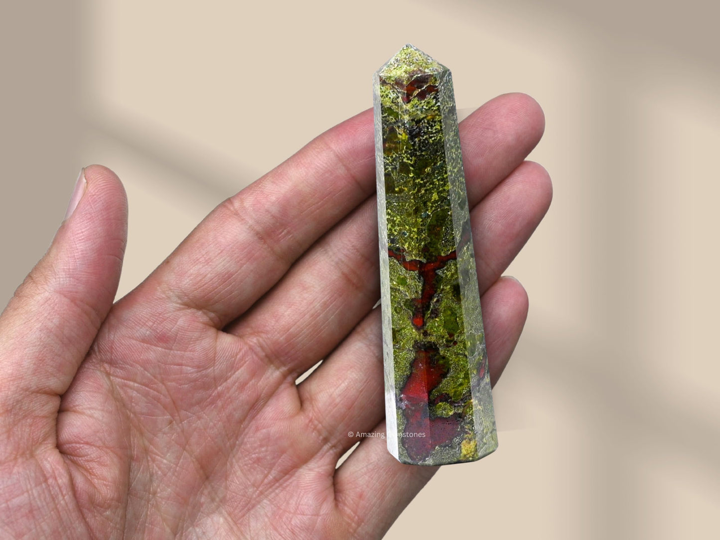 Amazing Gemstone Dragon Bloodstone Crystal Towers - Natural Healing Crystal Point Obelisk for Reiki Healing and Crystal Grid (3" to 4" INCH)