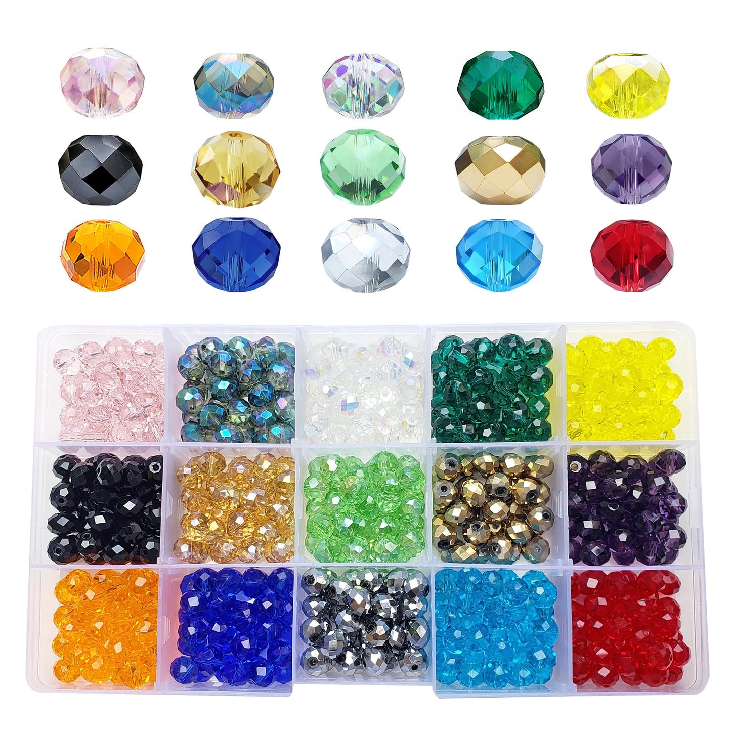 chengmu 8mm Rondelle Glass Beads for Jewelry Making, Faceted Briolette Crystal Spacer Beads for Bracelets Necklaces Earring, 495pcs