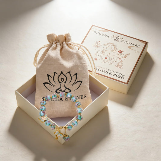Buddha Stones Blue Butterfly Charm Bracelet for Women, Liuli Flower Healing Bracelet with 8mm Floral Beads, Pastel Stretch Bracelets Jewelry Gifts for Her Mother