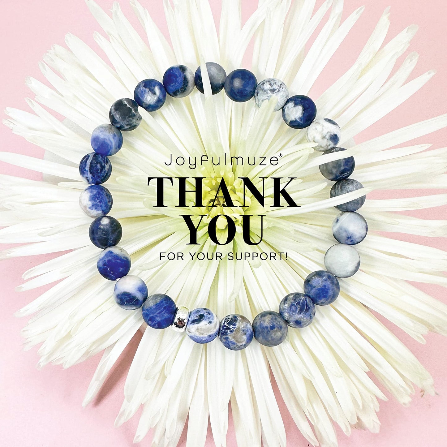 Joyfulmuze Genuine Sodalite Bracelet, Blue And White Spiritual Chakra Stone, Handmade Stretch Jewelry For Women And Men, 8mm Beads Fit 7-8 inch Wrist (Sodalite-Silver)