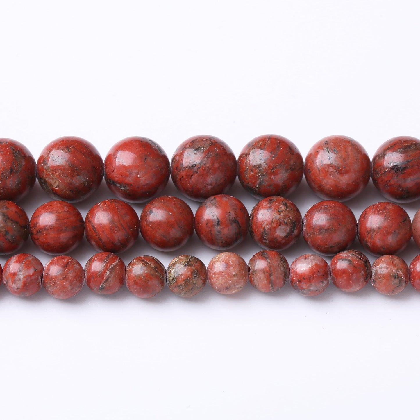 60PCS 6MM Natural Red Seasame Jasper Stone Beads Energy Healing Beads for DIY Jewelry Bracelet Necklace Making for Jewelry Making 15Inch
