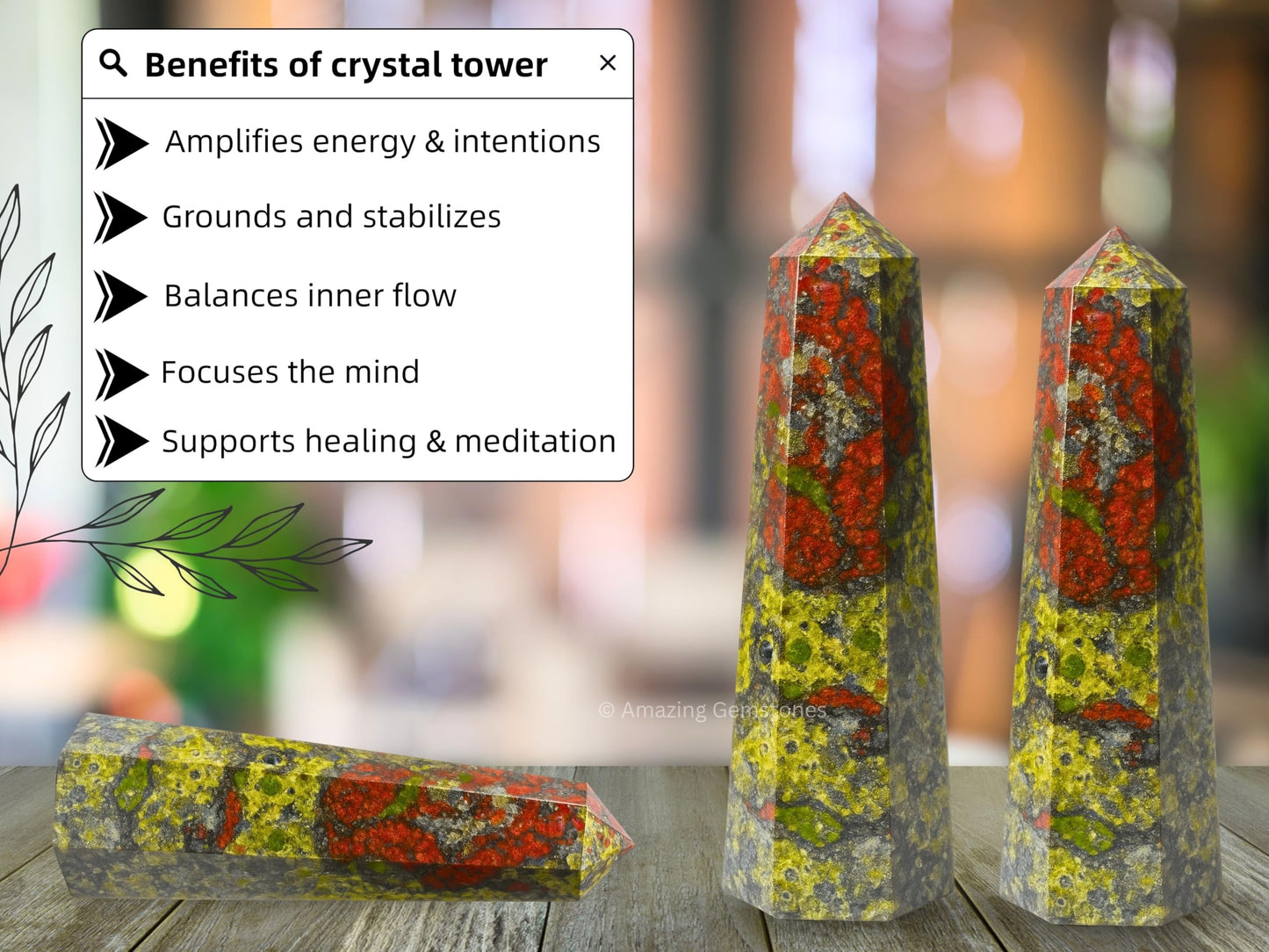 Amazing Gemstone Dragon Bloodstone Crystal Towers - Natural Healing Crystal Point Obelisk for Reiki Healing and Crystal Grid (3" to 4" INCH)