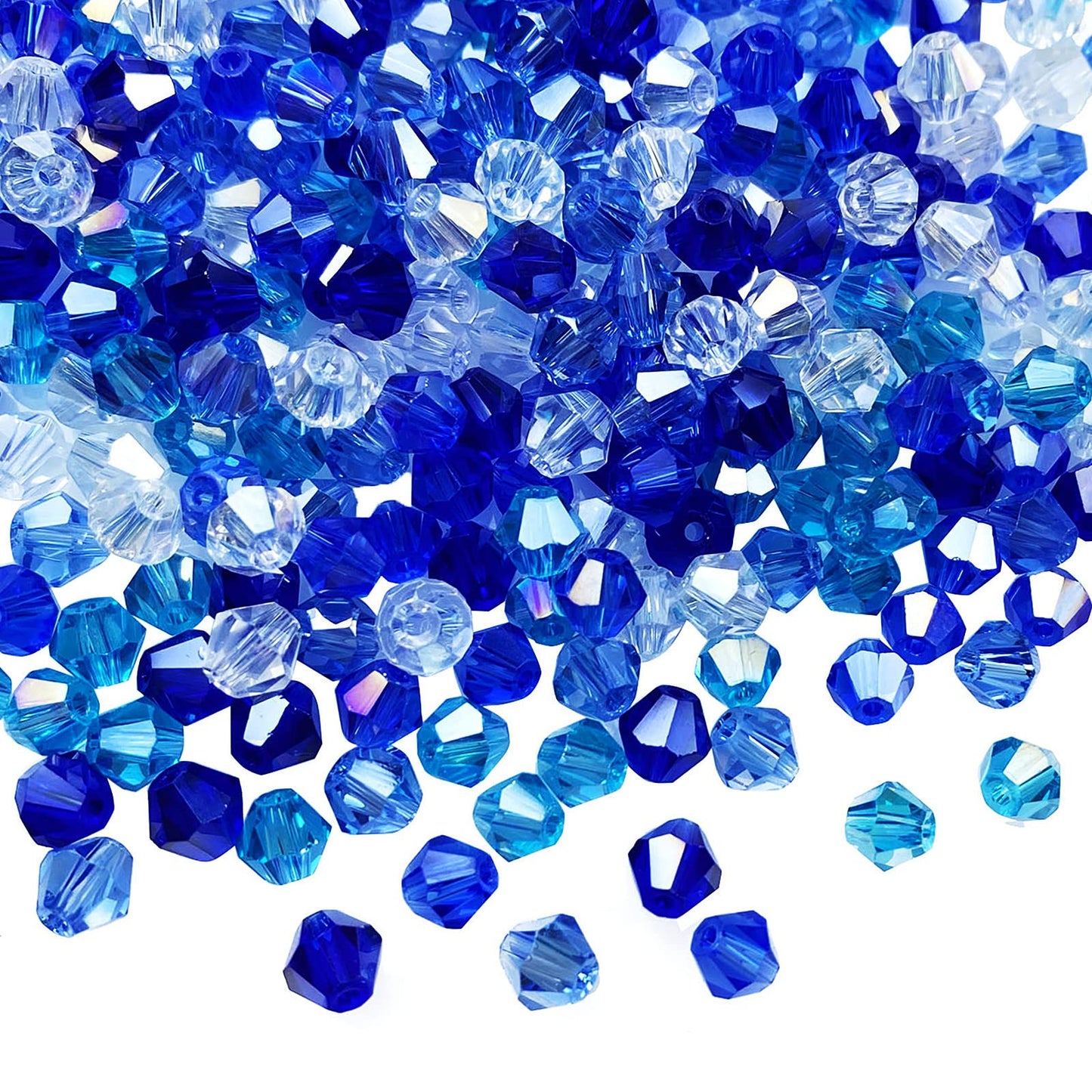 500pcs Bicone Crystal Beads 6mm Mix Blue AB Crystal Glass Bulk Faceted Beads for Necklace Bracelet Earrings DIY Jewelry Crafts Making Supplies