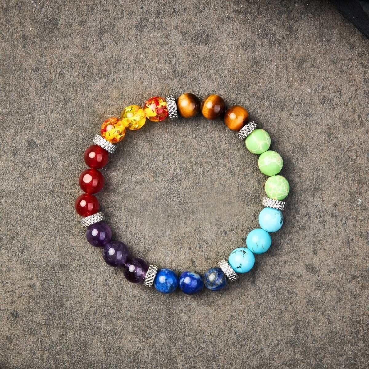 Buddha & Karma 7 Chakra Gemstone Bracelets - Men’s Bracelet Offers Real Stones for Spiritual Focus & Wellness - A Protection Bracelet That Empowers Your Journey with Grounding, Clarity & Connection